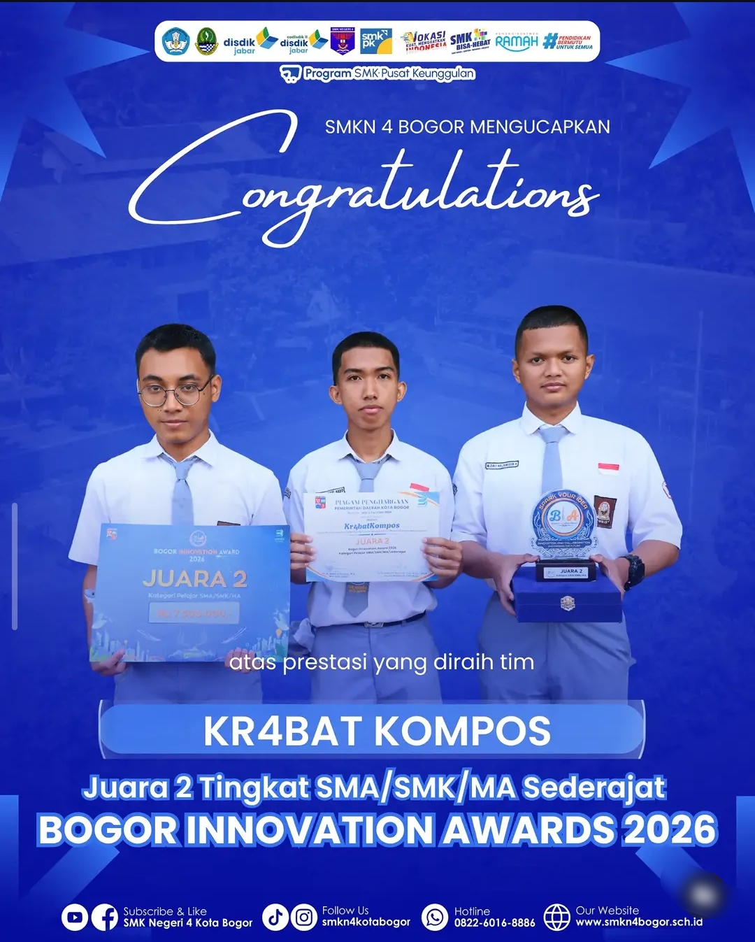 Juara 2 Tingkat SMA/SMK/MA Sederajat dalam ajang Bogor Innovation Awards 2026